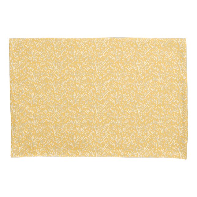 Farmhouse simple floral pattern on yellow pillow case (Front)