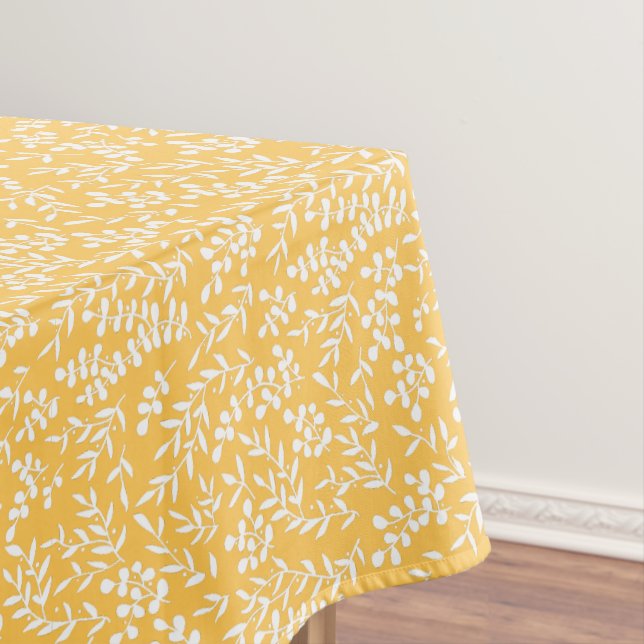 Farmhouse simple floral pattern on yellow  tablecloth (In Situ)