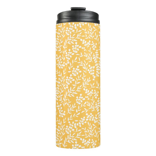 Farmhouse simple floral pattern on yellow  thermal tumbler (Front)