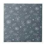 Farmhouse Slate Blue Hand Drawn Ceramic Tile<br><div class="desc">Sweet hand drawn white flowers and leaves on a slate blue farmhouse background.  100% customer satisfaction with "Zazzle" every day.</div>