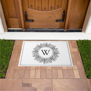 Farmhouse Snowflake Monogram Christmas Doormat