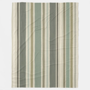 Farmhouse Soft Green Mustard Gray Brown Stripe Fleece Blanket