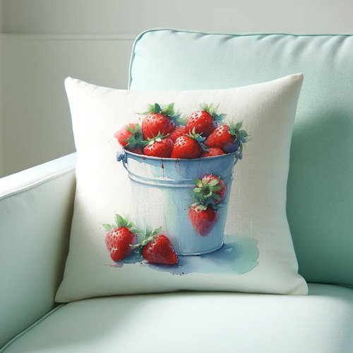 Farmhouse Strawberry Themed Throw Pillows