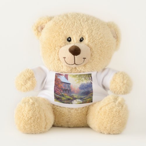 Farmhousestreamwoodspainting  teddy bear