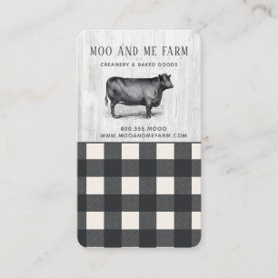 Farmhouse Style Black White Buffalo Plaid Wood Bu Business Card