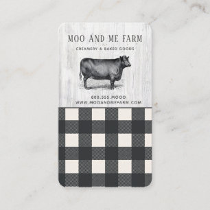 Farmhouse Style Black White Buffalo Plaid Wood  Business Card