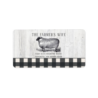 Farmhouse Style Black White Buffalo Plaid Wood La Label