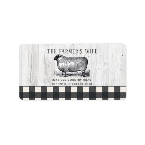 Farmhouse Style Black White Buffalo Plaid Wood  La Label