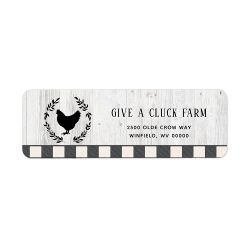 Farmhouse Style Black White Chicken Return Address Label