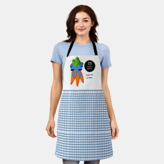 Farmhouse Style  Blue Gingham and Carrots  Apron