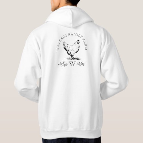 Farmhouse Style Chicken Farm Monogram  Hoodie