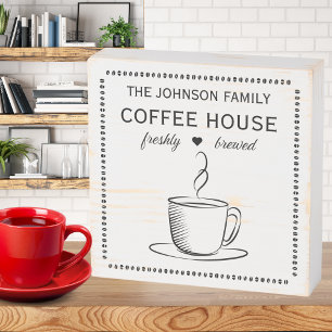 Farmhouse Style Coffee House  Wooden Box Sign