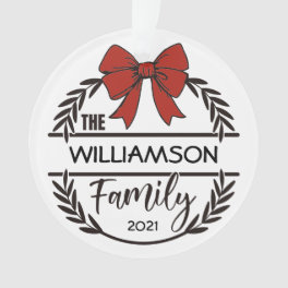 Farmhouse Style Family Monogram Name Wreath Photo Ornament