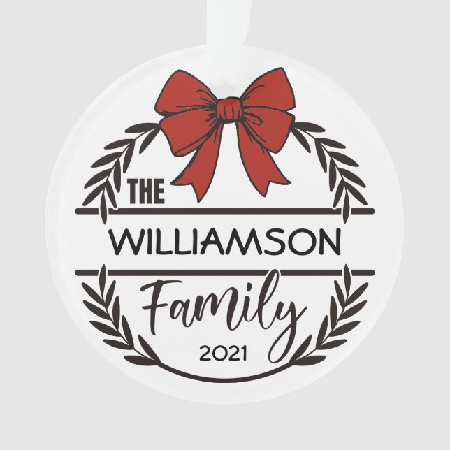 Farmhouse Style Family Monogram Name Wreath Photo  Ornament (Front)