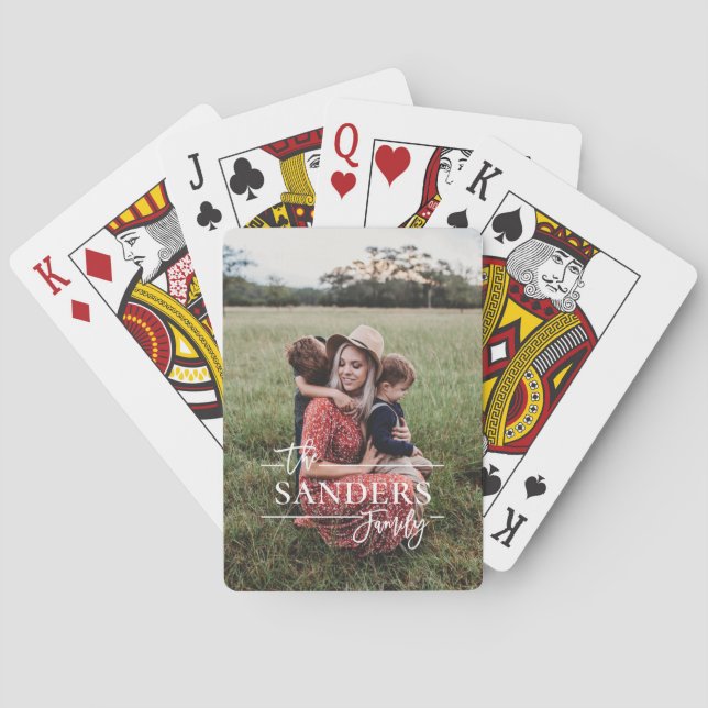Farmhouse Style Family Name Photo Poker Cards (Back)