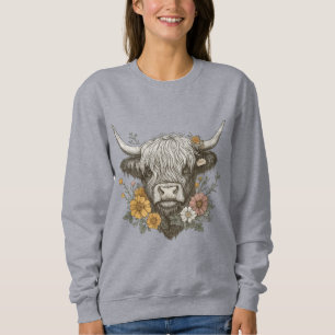 Farmhouse Style Highland Cow Graphic Sweatshirt