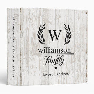 Farmhouse Style Laurel Monogrammed Family Name 3 Ring Binder