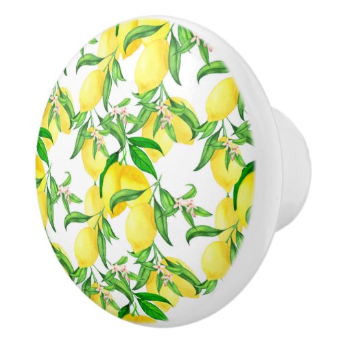 Farmhouse Style Lemons on a Vine Ceramic Knob