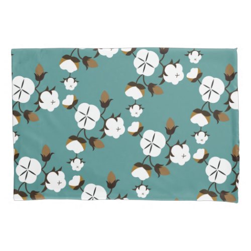 Farmhouse Style Modern Cotton Flowers  Teal Pillow Case