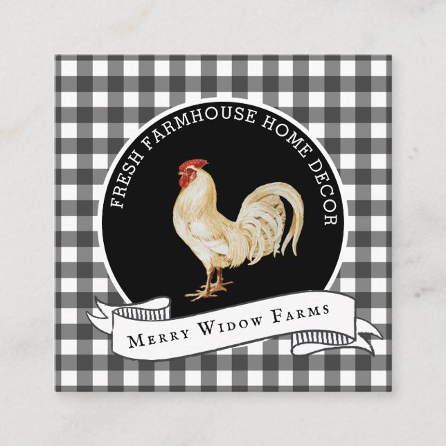 Farmhouse Style Rustic Country Rooster  Square Business Card (Front)