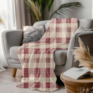 Farmhouse Style Rustic Red Checkered Cozy Fleece Blanket