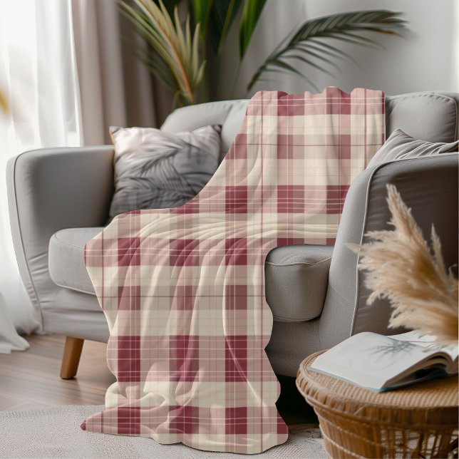 Farmhouse Style Rustic Red Checkered Cozy  Fleece Blanket (Creator Uploaded)