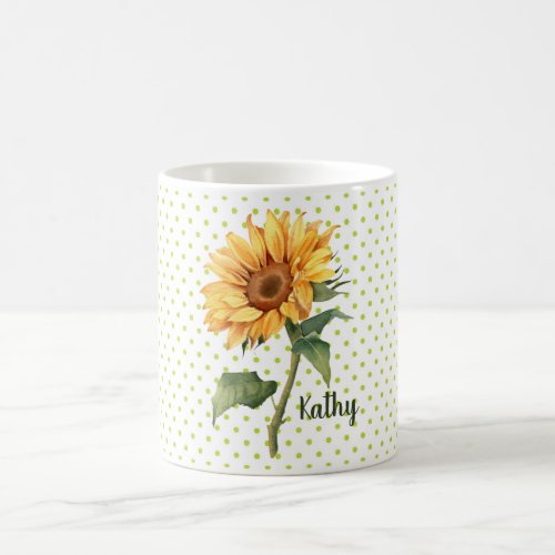 Farmhouse Style Sunflower with Dots Signature Coffee Mug