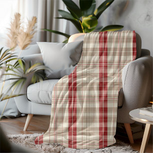 Farmhouse Style Tartan Red Checkered Cozy Fleece Blanket