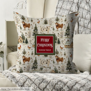 Farmhouse Style Vintage Christmas Throw Pillow