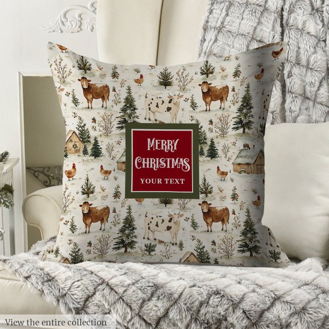 Farmhouse Style Vintage Christmas Throw Pillow (Farmhouse Style Vintage Christmas Throw Pillow)