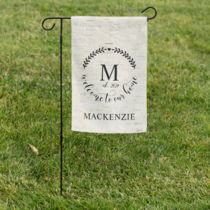 Farmhouse Style Welcome to Our Home Monogrammed Garden Flag
