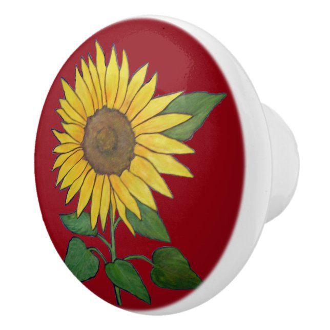 Farmhouse Sunflower Ceramic pull/knob Ceramic Knob (Right)