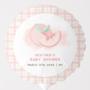 Farmhouse  Sweet Pink Gingham Peach Baby Shower  Balloon