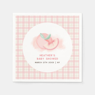 Farmhouse Sweet Pink Gingham Peach Baby Shower Napkins
