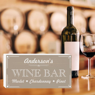 Farmhouse Tan & White Signature Wine Bar Wooden Box Sign