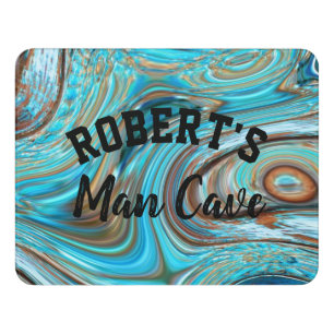 farmhouse teal blue Woodgrain turquoise Man Cave Door Sign