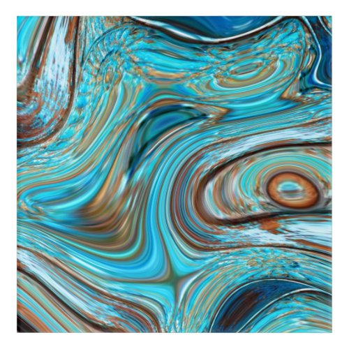 farmhouse  teal blue Woodgrain turquoise swirls Acrylic Print