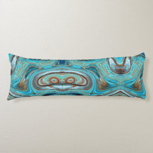 farmhouse teal blue Woodgrain turquoise swirls Body Pillow
