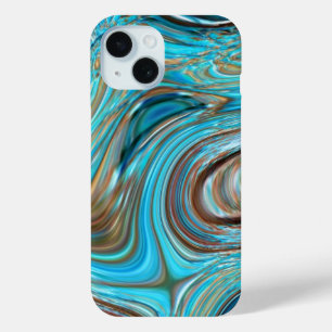 farmhouse teal blue Woodgrain turquoise swirls iPhone 15 Case