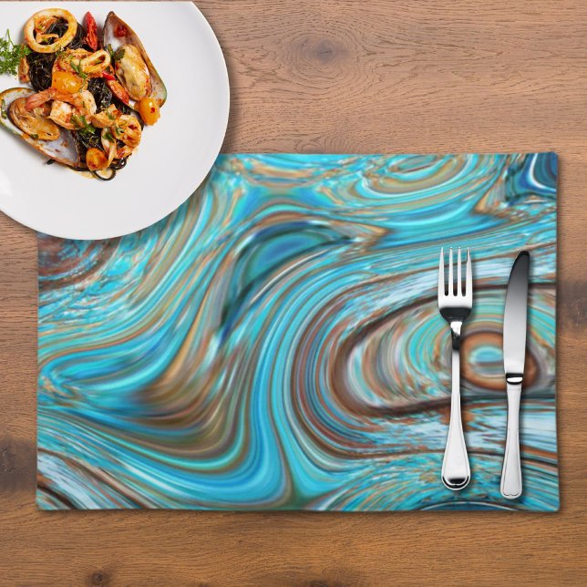 farmhouse  teal blue Woodgrain turquoise swirls Cloth Placemat (farmhouse teal blue Woodgrain turquoise swirls Cloth Placemat)