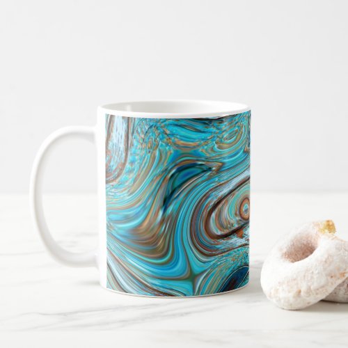 farmhouse  teal blue Woodgrain turquoise swirls Coffee Mug