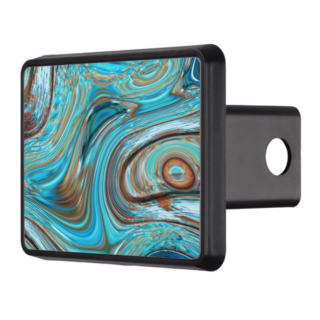 farmhouse  teal blue Woodgrain turquoise swirls Hitch Cover (Left)