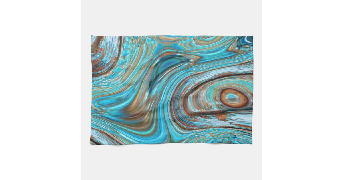 Farmhouse Teal Blue Woodgrain Turquoise Swirls Kitchen Towel Zazzle Com