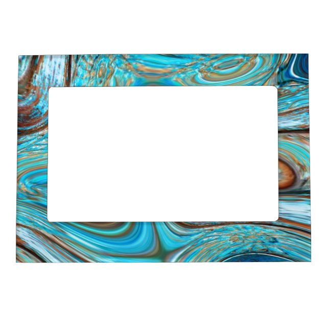 farmhouse  teal blue Woodgrain turquoise swirls Magnetic Frame (Front)