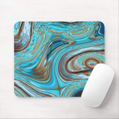 farmhouse  teal blue Woodgrain turquoise swirls Mouse Pad