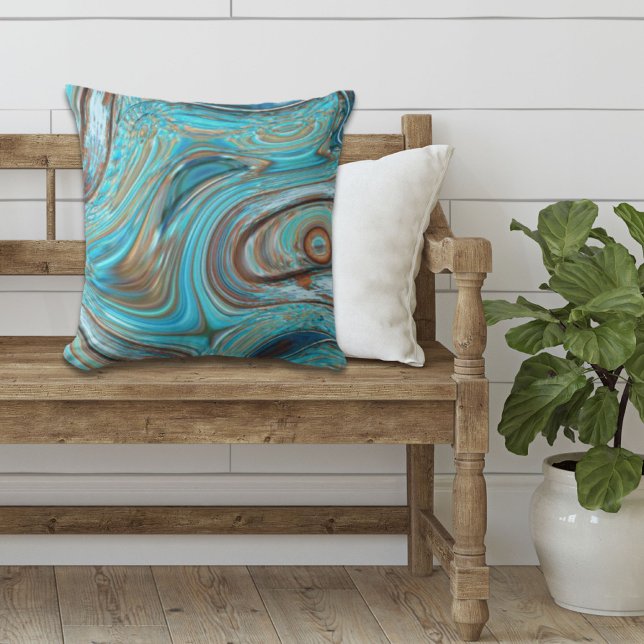 farmhouse  teal blue Woodgrain turquoise swirls Outdoor Pillow (farmhouse teal blue Woodgrain turquoise swirls Outdoor Pillow)