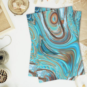 farmhouse teal blue Woodgrain turquoise swirls Tissue Paper