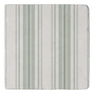 Farmhouse Ticking Stripes, Sage Green, Cream Trivet