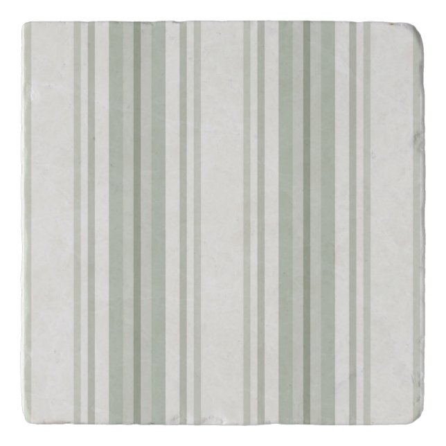 Farmhouse Ticking Stripes, Sage Green, Cream Trivet (Front)