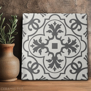 Farmhouse Tile Pattern - grey and off-white